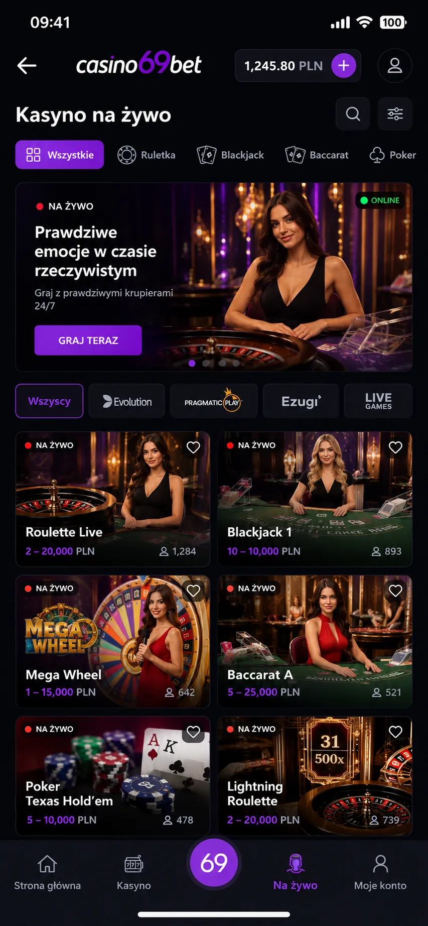 Casino69Bet — lobby aplikacji