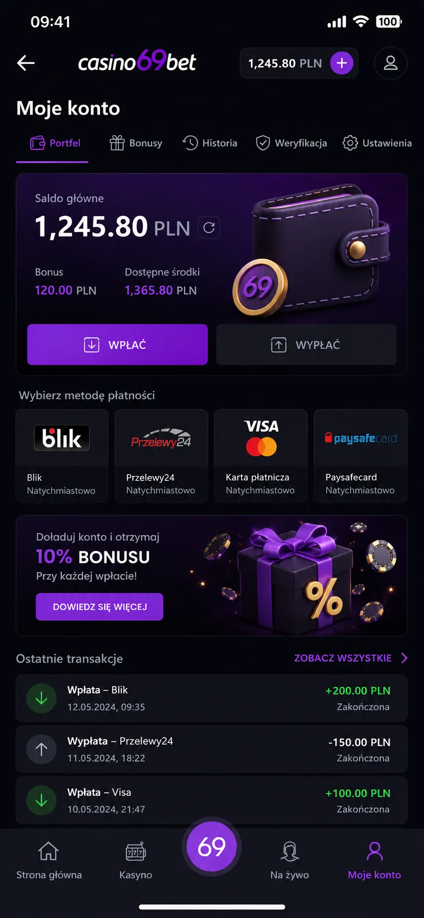 Casino69Bet — sloty w aplikacji