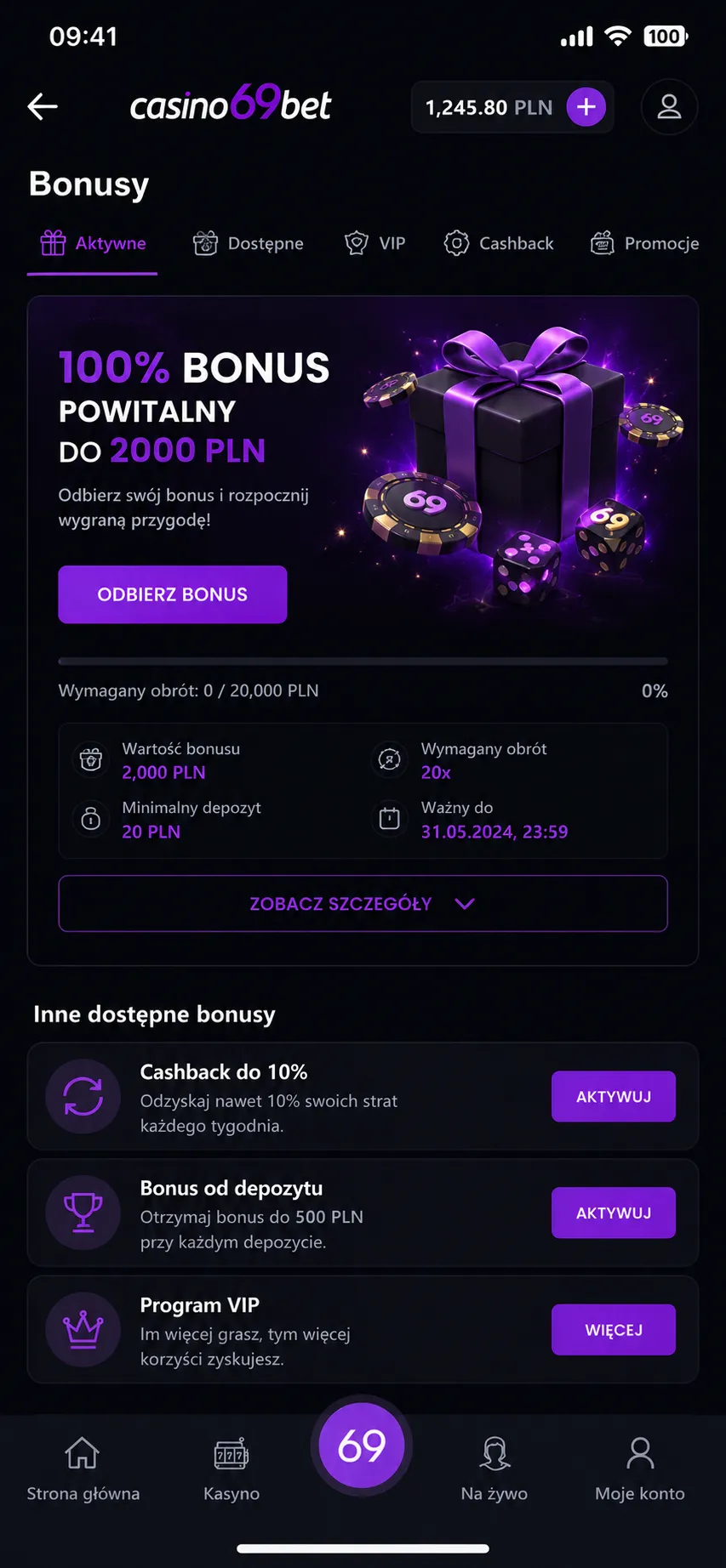 Casino69Bet — bukmacher w aplikacji